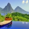 Infinity pool overlooking the Pitons mountains in Saint Lucia.